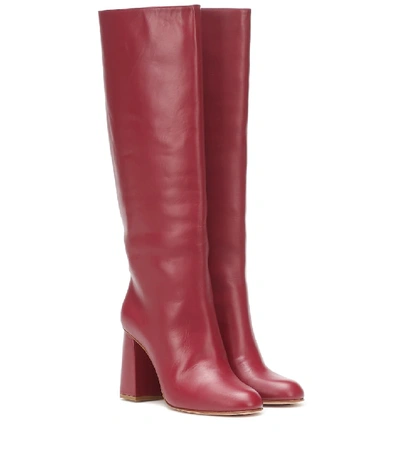 Shop Redv Red (v) Leather Knee-high Boots