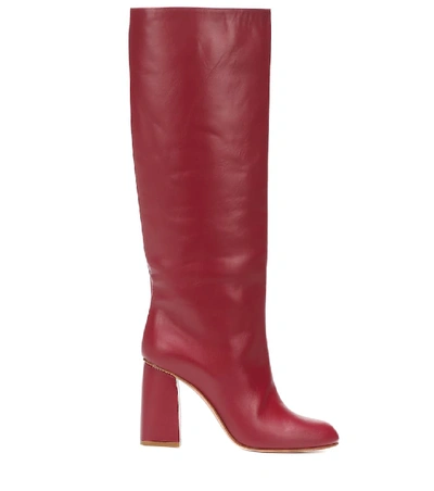 Shop Redv Red (v) Leather Knee-high Boots