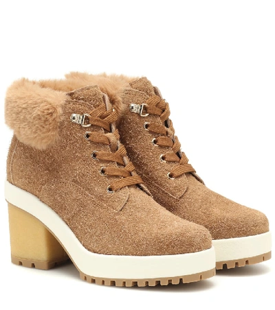 Shop Hogan Suede Ankle Boots In Brown