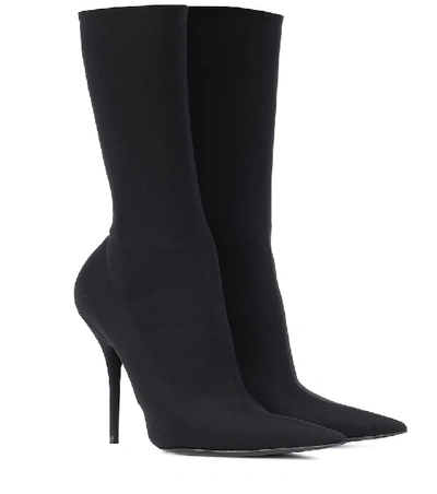 Shop Balenciaga Knife Stretch-jersey Ankle Boots In Black