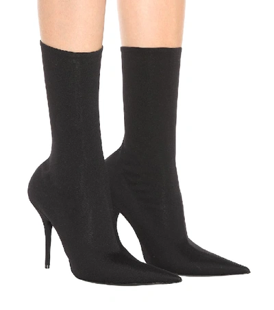 Shop Balenciaga Knife Stretch-jersey Ankle Boots In Black