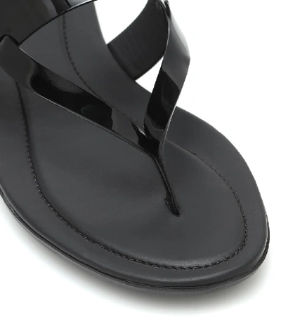 Shop Tod's Patent-leather Thong Sandals In Black