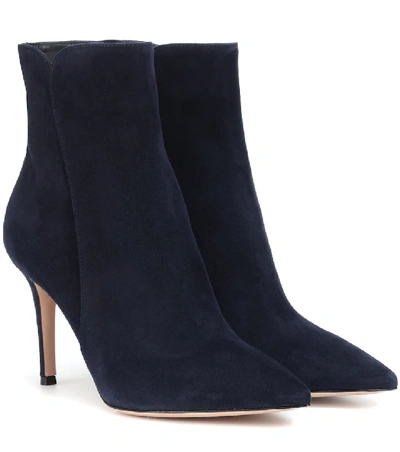 Shop Gianvito Rossi Levy 85 Suede Ankle Boots In Blue