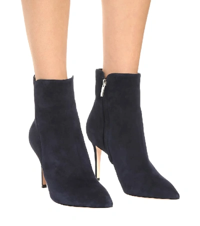Shop Gianvito Rossi Levy 85 Suede Ankle Boots In Blue
