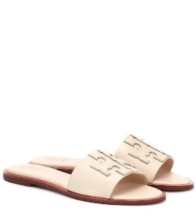 Shop Tory Burch Ines Leather Slides In Beige