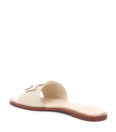 Shop Tory Burch Ines Leather Slides In Beige