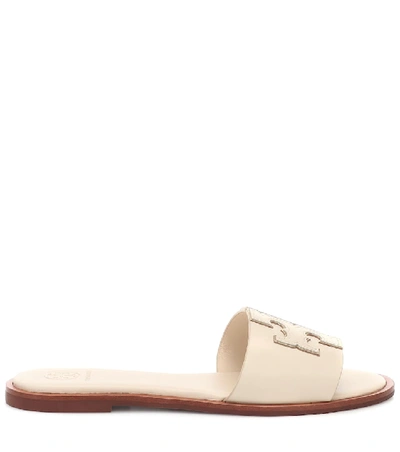 Shop Tory Burch Ines Leather Slides In Beige