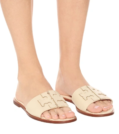 Shop Tory Burch Ines Leather Slides In Beige