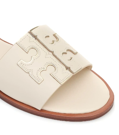 Shop Tory Burch Ines Leather Slides In Beige