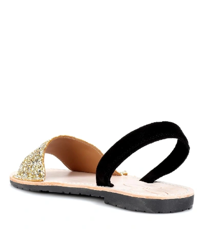 Shop Del Rio London Glitter And Suede Sandals In Gold