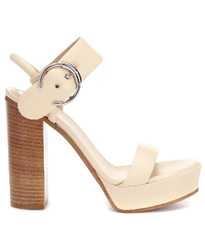 Shop Chloé Leather Sandals In Beige