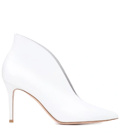 Shop Gianvito Rossi Vania 85 Leather Ankle Boots In White