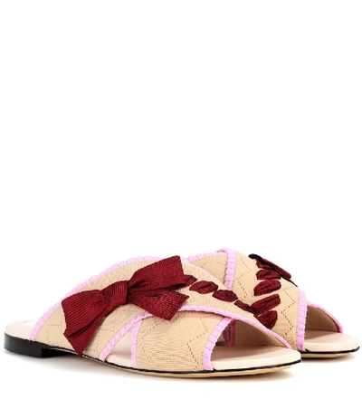 Shop Fendi Jersey Slip-on Sandals In Neutrals