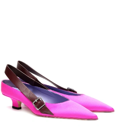 Shop Victoria Beckham Solar Satin Slingback Pumps In Pink