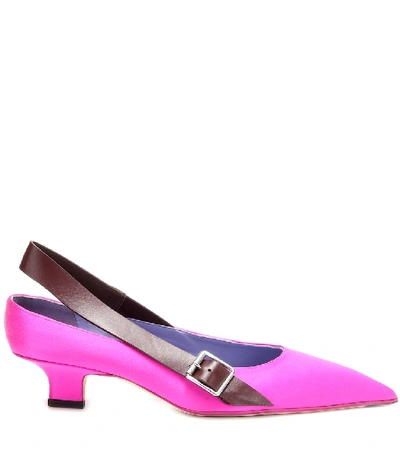 Shop Victoria Beckham Solar Satin Slingback Pumps In Pink