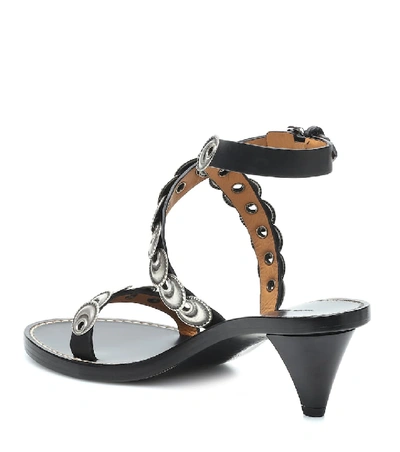 Shop Isabel Marant Jieva Embellished Leather Sandals In Black