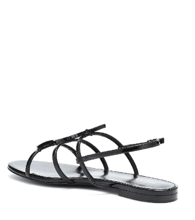 Shop Saint Laurent Cassandra Patent Leather Sandals In Black