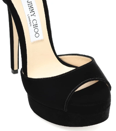 Shop Jimmy Choo Max 150 Velvet Platform Sandals In Black
