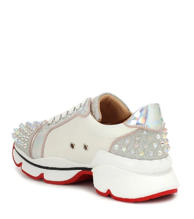 Shop Christian Louboutin Orlato Studded Leather Sneakers In White