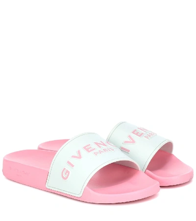 Shop Givenchy Paris Flat Logo Slides In Pink