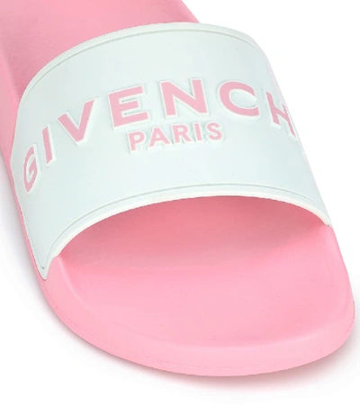 Shop Givenchy Paris Flat Logo Slides In Pink