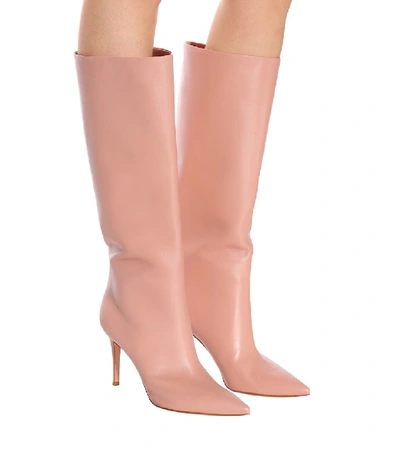 Shop Gianvito Rossi Suzan 85 Leather Knee-high Boots In Pink