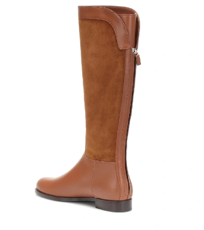 Shop Loro Piana Welly Suede And Leather Boots In Brown