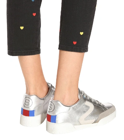 Shop Stella Mccartney Stella Faux Leather Sneakers In Silver