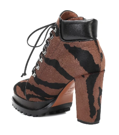 Shop Alaïa Zebra-print Calf Hair Ankle Boots In Brown