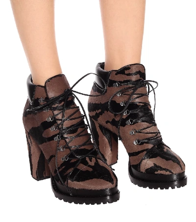 Shop Alaïa Zebra-print Calf Hair Ankle Boots In Brown