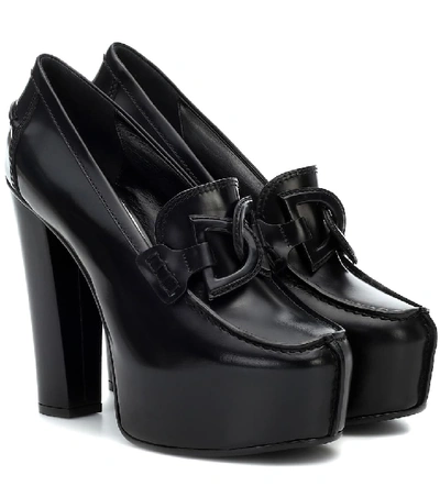 Shop Givenchy Platform Leather Loafer Pumps In Black