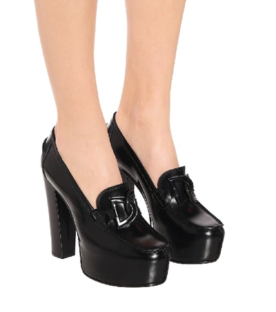 Shop Givenchy Platform Leather Loafer Pumps In Black