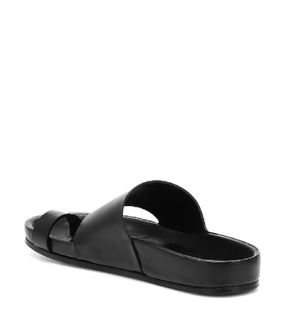 Shop Jil Sander Leather Slides In Black