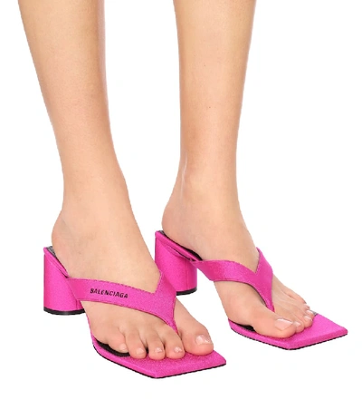 Shop Balenciaga Double Square Thong Sandals In Pink