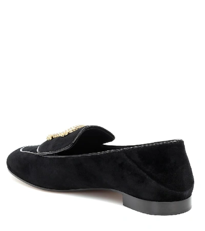 Shop Chloé C Velvet Loafers In Black