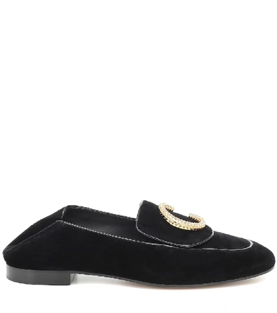 Shop Chloé C Velvet Loafers In Black