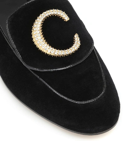 Shop Chloé C Velvet Loafers In Black