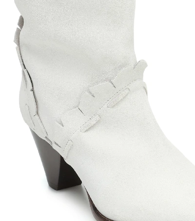 Shop Isabel Marant Luiz Suede Over-the-knee Boots In White