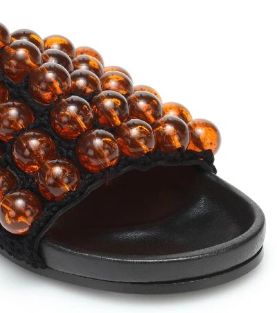 Shop Jil Sander Beaded Leather Slides In Brown