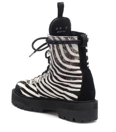 Shop Off-white Zebra-effect Calf Hair Ankle Boots In White