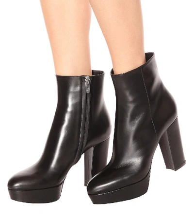 Shop Gianvito Rossi Temple Leather Platform Ankle Boots In Black