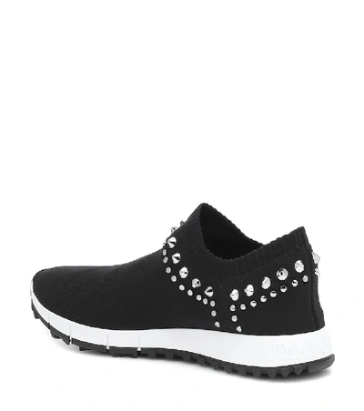 Shop Jimmy Choo Verona Studded Knit Sneakers In Black