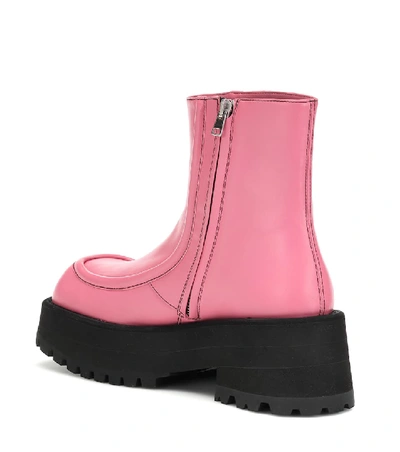 Shop Marni Leather Ankle Boots In Pink