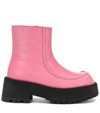 Shop Marni Leather Ankle Boots In Pink