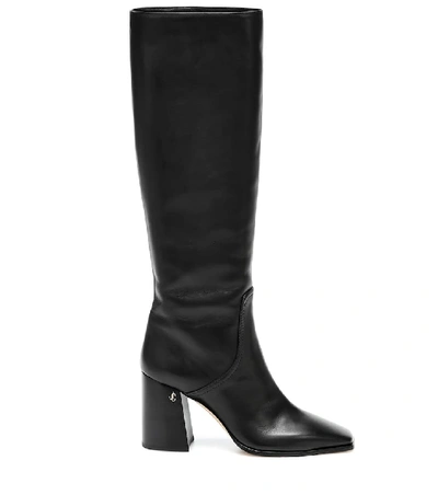 Shop Jimmy Choo Brionne 85 Leather Knee-high Boots In Black
