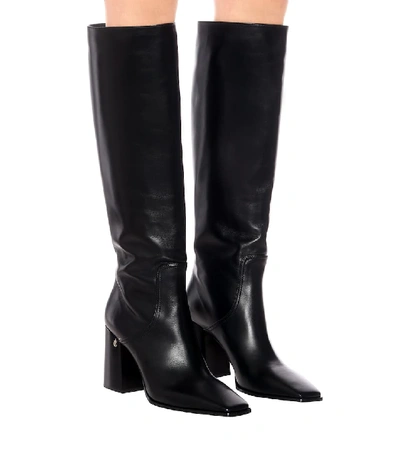 Shop Jimmy Choo Brionne 85 Leather Knee-high Boots In Black