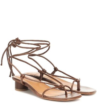 Shop Loq Dora Leather Sandals In Brown