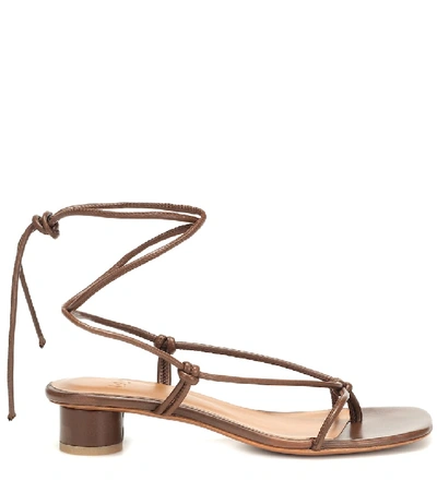 Shop Loq Dora Leather Sandals In Brown