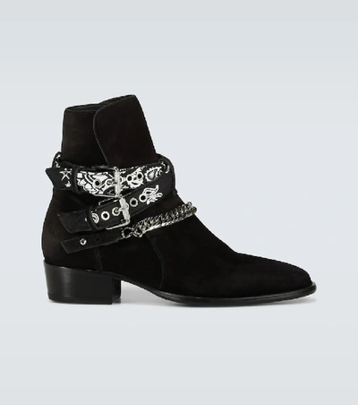 Shop Amiri Bandana Buckle Ankle Boots In Black