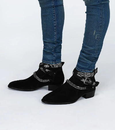 Shop Amiri Bandana Buckle Ankle Boots In Black